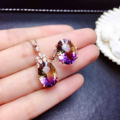 Purple and Yellow imitation tourmaline Brilliant Luxury Pendant -D1194