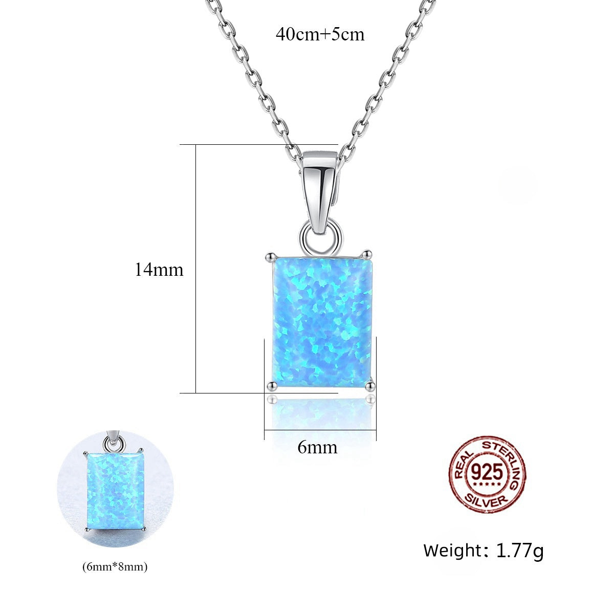 Blue Opal Pendant 925 Silver necklace -SN0142BL