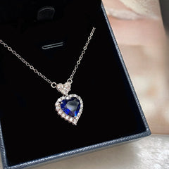 Heart-shaped Tanzanite blue earrings Ring Pendant 3-piece set JZ076+RS051+XL014