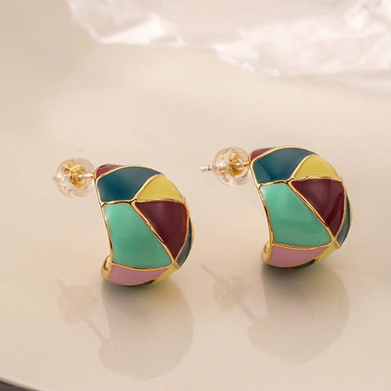 European and American rainbow Hemisphere earrings -DMS00251