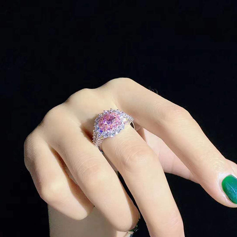 Vintage pink diamond ring with adjustable opening -MSR208