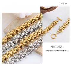 Exaggerated cool style thick chain gold plated necklace -NE314G