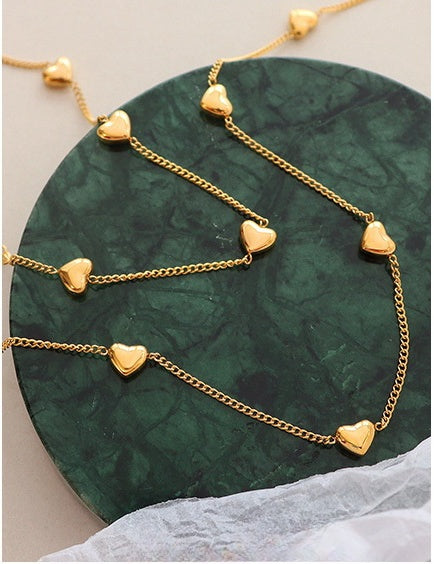 Korean sweet heart titanium steel gold-plated necklace -NE320G