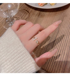 Heart Pearl Open Adjustable Ring Ring -J734G