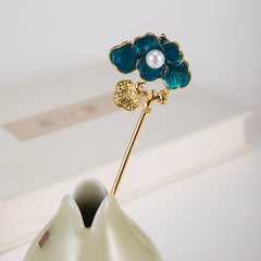 Dark green lotus hairpin Vintage single -HA226