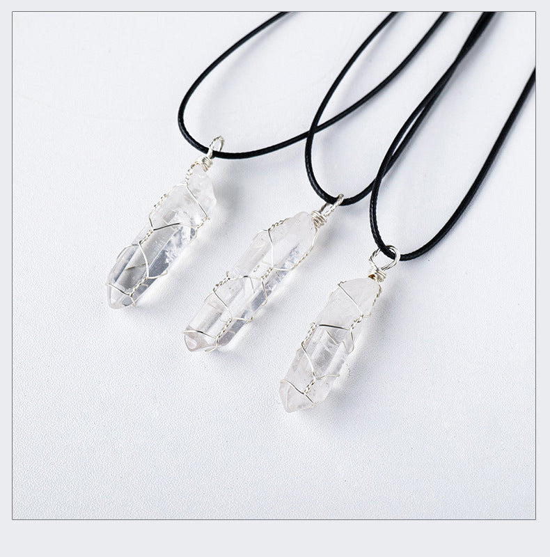 Natural white crystal single crystal silver silk necklace -20230128