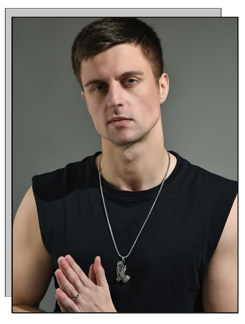 Hipster Prayer Hand Lucky Necklace for men and Women -NE235