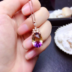 Purple and Yellow imitation tourmaline Brilliant Luxury Pendant -D1194