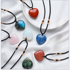 Natural Powder Crystal 3cm Love Necklace -20230509PNK