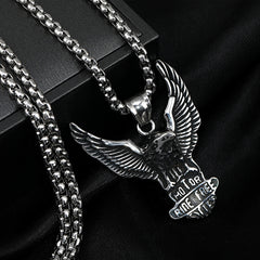 Eagle wings overbearing tide cool student titanium steel necklace -NE232