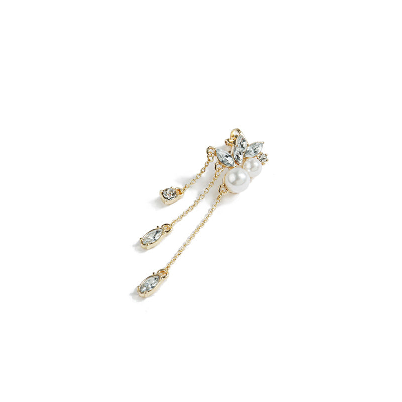 Elegant exaggerated rhinestone tassel ear bone clamp (left single) -EC112