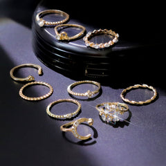 Bohemian Wind Star Moon 10-piece ring Set -RG274G