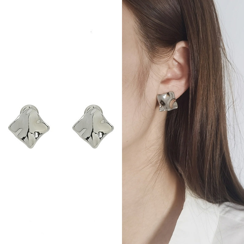 Irregular sculptured ear clips in gold or silver-EC125G