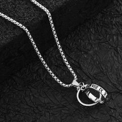 Men's letter double Ring Titanium steel necklace -NE233