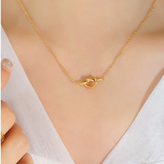 18K gold plated knot heart pendant clavicle Chain40+5CM -NE296G