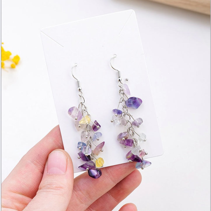 Natural crystal colorful fluorite gravel earrings -20230313COL