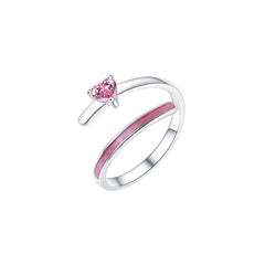 Heart-shaped pink ring-J2986S