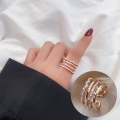 Rose gold Fashion multi-ring ring-J012G