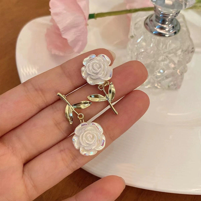 S925 Silver Needle Love Rose Earrings -YX2292G