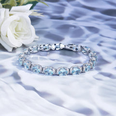 Micro-studded Aquamarine Bracelet with Diamond lace Lace -PRA142S