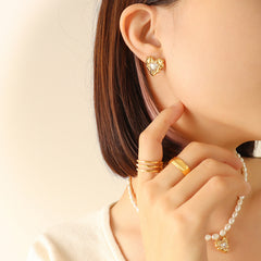 French Light Luxury Timeless Hammer Heart Gold Earrings -ER305G