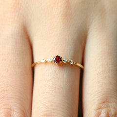 Red Romantic Delicate Lady Ring -R753-YGD