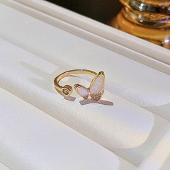 Adjustable ring with butterfly opening -J512G