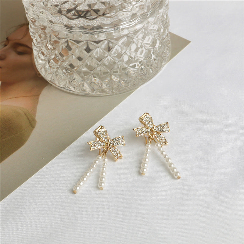 Pearl Bow ear clip -EC143