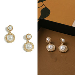 925 Silver Needle double Pearl earrings -ER121