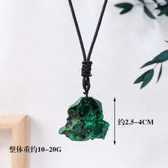 Natural malachite slice pendant sweater chain -20230509GRN