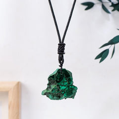 Natural malachite slice pendant sweater chain -20230509GRN