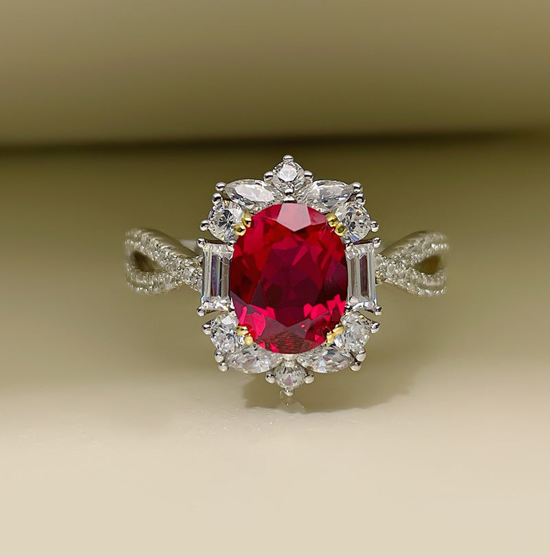 Luxury Pigeon Blood Red Full Diamond Ring -R2032