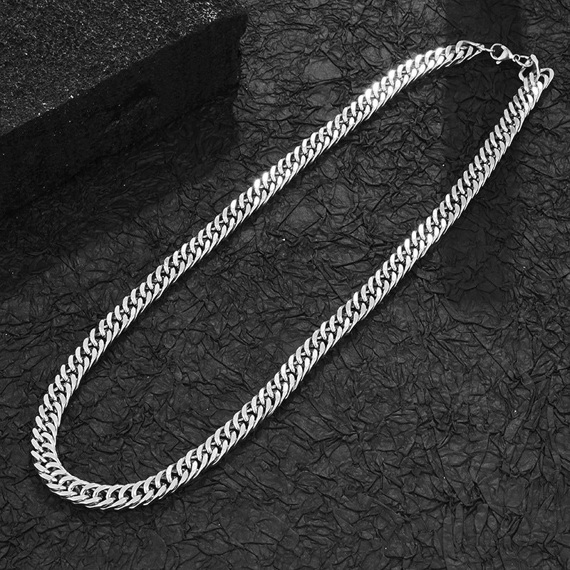 Cuban simple riding crop chain thick titanium steel necklace -NE245