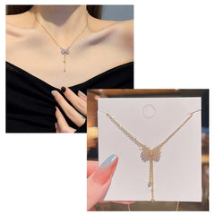 Bright Star Butterfly Fringe Necklace -X562G