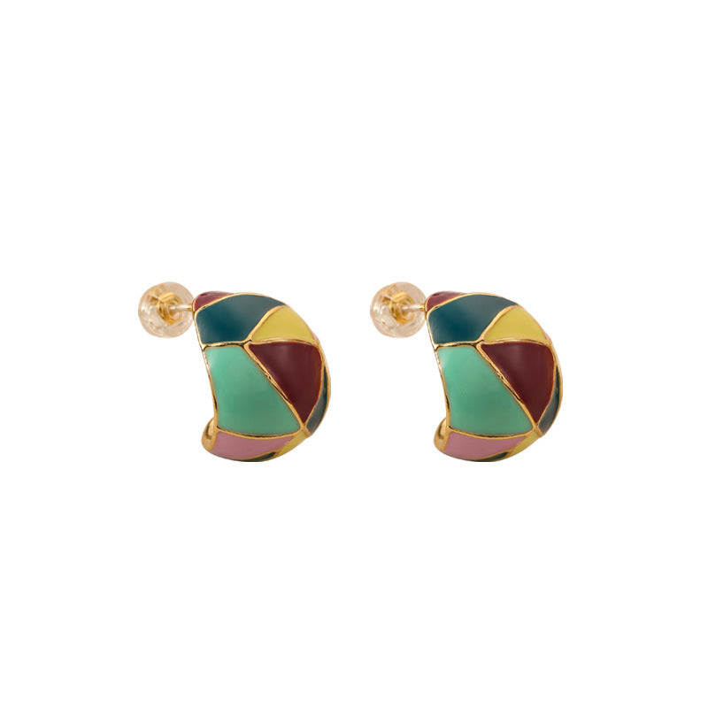 European and American rainbow Hemisphere earrings -DMS00251