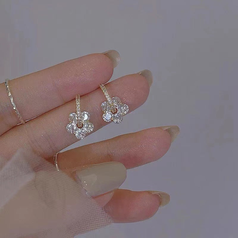 S925 Silver Needle Super Flash Diamond Sun Flower Earrings -YX0008