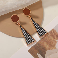 925 Silver Needle Triangle Check earrings -ER163