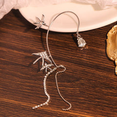 Silver Japanese-Korean tassel ear clip single -EC268S