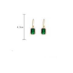 S925 Silver Needle Exquisite Zircon emerald Earrings -E4874G