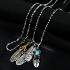 Personality Couple Hip Hop Feather Necklace -NE237