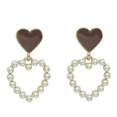 Pearl Hollow double heart ear clip -EC139