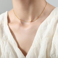 New fashion temperament titanium steel dripping bead necklace -NE317G