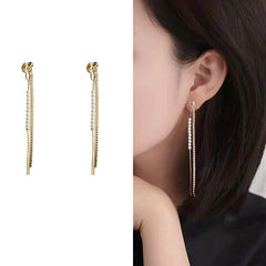 Light Luxury Pearl beaded fringe ear Clip -EC149