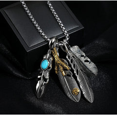 Personality Couple Hip Hop Feather Necklace -NE237