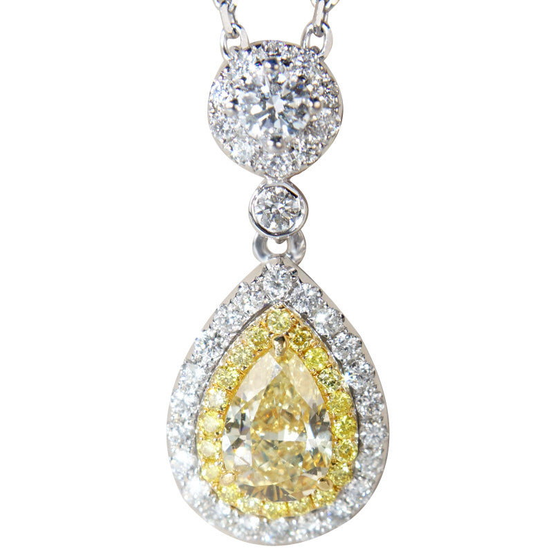 Water drop pear Yellow Diamond Necklace -D685