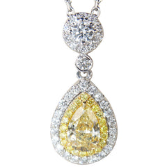 Water drop pear Yellow Diamond Necklace -D685