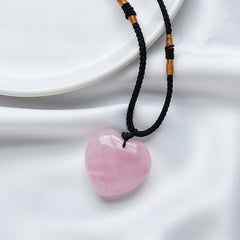 Natural Powder Crystal 3cm Love Necklace -20230509PNK