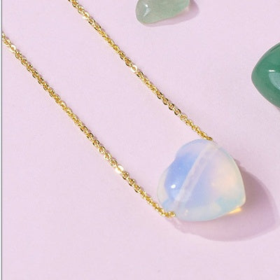 Hot natural opal heart pendant energy stone clavicle chain -20230510OPL