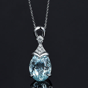 Synthetic Aquamarine necklace -D363S