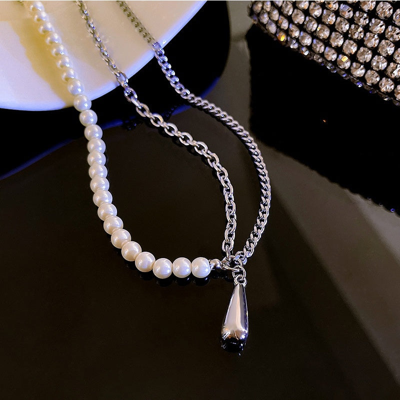 Pearl Chain Asymmetrical necklace -X724S